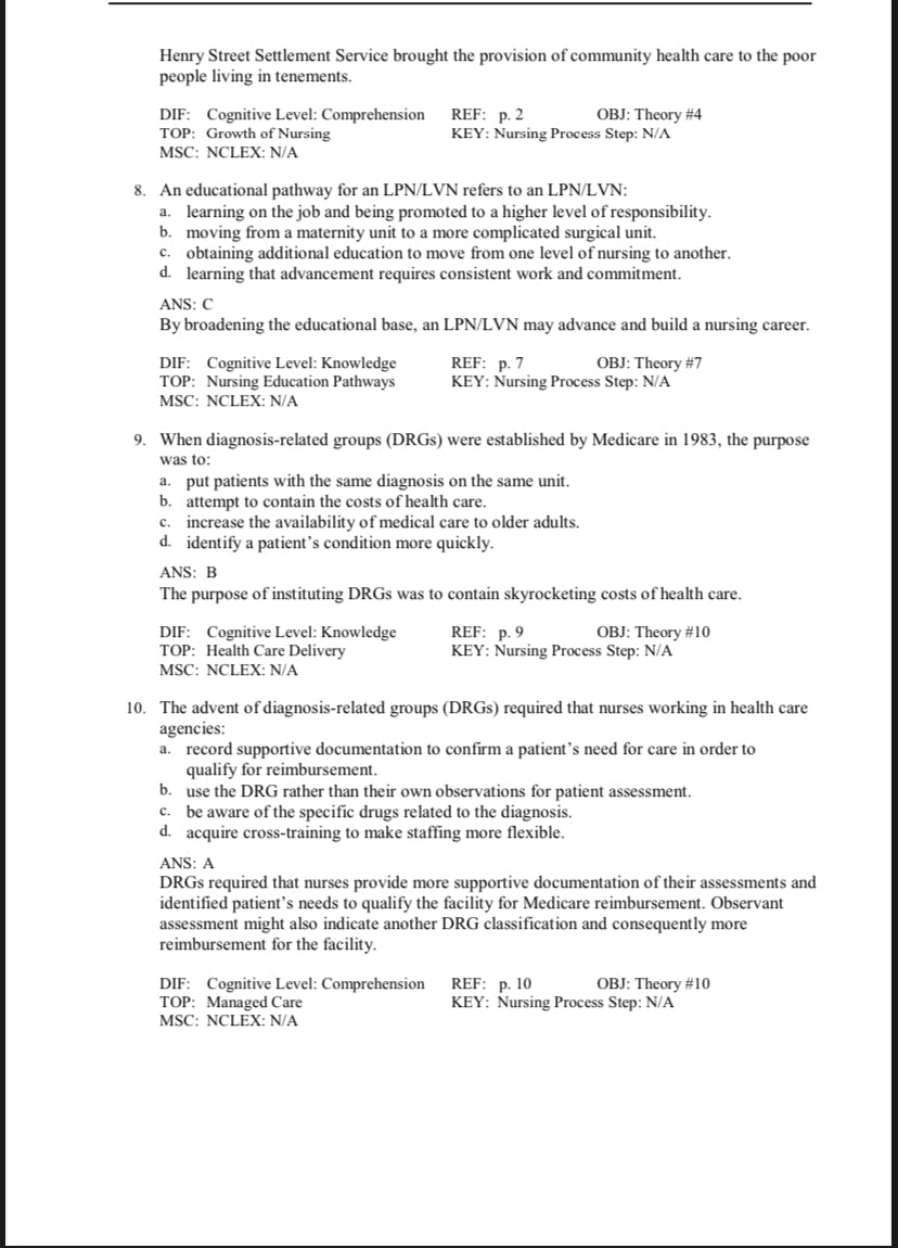 Test Bank Fundamental Concepts and Skills for Nursing 6th Edition by Williams